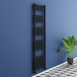 Toreno Black Curved W500 X H1800mm Heated Towel Rail