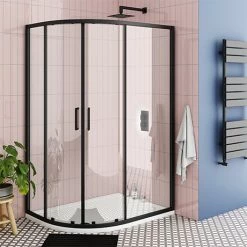 Toreno Matt Black 1200 X 800mm Offset Quadrant Shower Enclosure