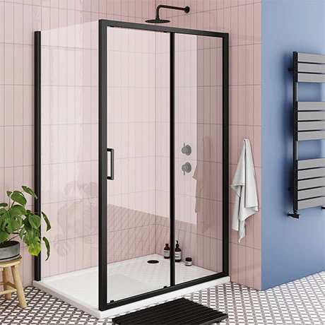 Toreno Matt Black 1200 x 900mm Sliding Door Shower Enclosure + Pearlstone Tray Toreno Matt Black 1200 X 900mm Sliding Door Shower Enclosure + Pearlstone Tray -Toreno Shop BLK129SDE np