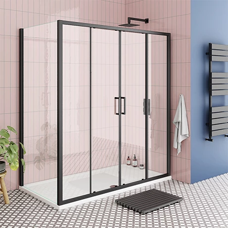 Toreno Matt Black 1400 x 900mm Double Sliding Door Shower Enclosure without Tray Toreno Matt Black 1400 X 900mm Double Sliding Door Shower Enclosure Without Tray -Toreno Shop BLK149SDENT p