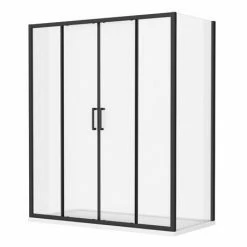 Toreno Matt Black 1700 X 700mm Double Sliding Door Shower Enclosure + Pearlstone Tray 3 Toreno Matt Black 1700 X 700mm Double Sliding Door Shower Enclosure + Pearlstone Tray -Toreno Shop BLK177SDE d3 460