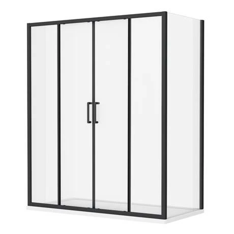 Toreno Matt Black 1700 x 700mm Double Sliding Door Shower Enclosure + Pearlstone Tray Toreno Matt Black 1700 X 700mm Double Sliding Door Shower Enclosure + Pearlstone Tray -Toreno Shop BLK177SDE d3 460