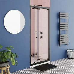 Toreno Matt Black 760 X 1850 Bi-Fold Shower Door