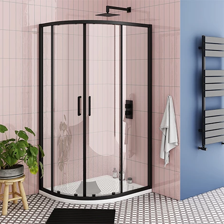 Toreno Matt Black 900 x 760mm Offset Quadrant Shower Enclosure Toreno Matt Black 900 X 760mm Offset Quadrant Shower Enclosure -Toreno Shop BLK976Q2D prod