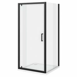Toreno Matt Black 900 X 900mm Pivot Door Shower Enclosure Without Tray 2 Toreno Matt Black 900 X 900mm Pivot Door Shower Enclosure Without Tray -Toreno Shop BLK9PDENT d2 460