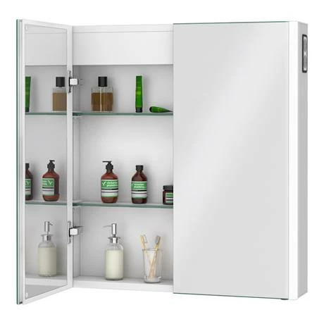 Toreno 700x650mm LED Illuminated 2-Door Bluetooth Mirror Cabinet With Motion Sensor, Shaving Socket & Anti-Fog - MIR018 - Image 2