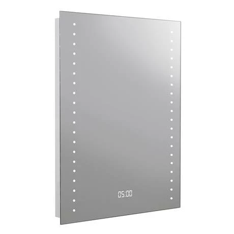 Toreno 600x800mm LED Bathroom Mirror Incl. Digital Clock, Anti-Fog & Shaving Socket - Image 2
