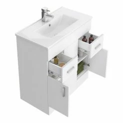 Toreno 1300mm Gloss White Vanity Unit Bathroom Suite - Depth 400/200mm -Toreno Shop MOD1300VTY001C d1 460