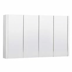 Toreno White Minimalist 4 Door Mirror Cabinet - W1200 X D110mm
