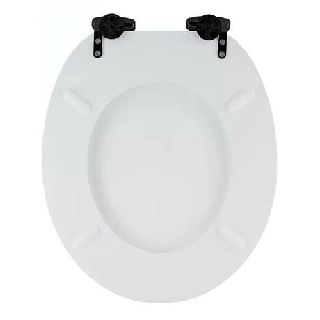 Toreno High Gloss White MDF Bottom Fixing Toilet Seat Matt Black Hinges Toreno High Gloss White MDF Bottom Fixing Toilet Seat Matt Black Hinges -Toreno Shop MSC020 N MB d2 460