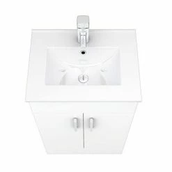 Toreno Small Vanity Sink With Cabinet - 500mm Modern High Gloss White 4 Toreno Small Vanity Sink With Cabinet - 500mm Modern High Gloss White -Toreno Shop MV500 D4 460