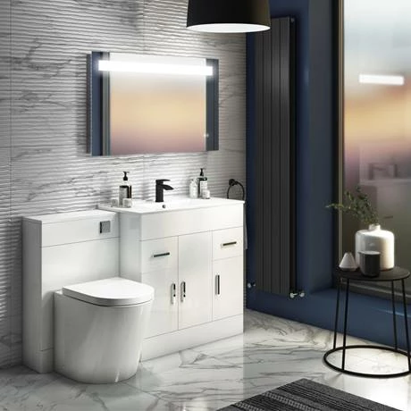Toreno Vanity Sink With Cabinet - 800mm Modern High Gloss White - Image 4