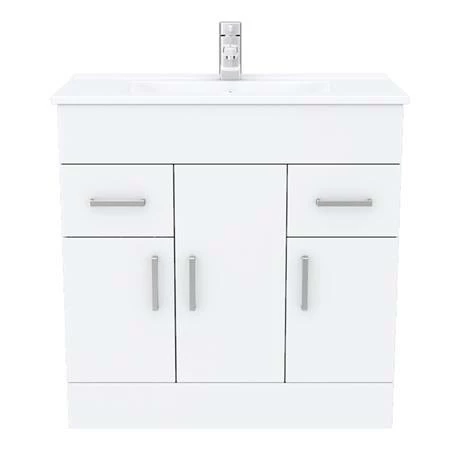 Toreno Vanity Sink With Cabinet - 800mm Modern High Gloss White - Image 5