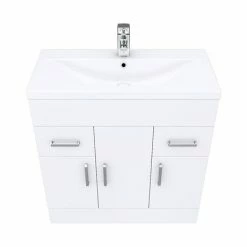 Toreno Basin Unit - 800mm Modern High Gloss White With Mid Edged Basin 3 Toreno Basin Unit - 800mm Modern High Gloss White With Mid Edged Basin -Toreno Shop MVME800 D3 460 1
