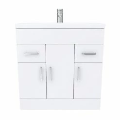 Toreno Basin Unit - 800mm Modern High Gloss White With Mid Edged Basin 4 Toreno Basin Unit - 800mm Modern High Gloss White With Mid Edged Basin -Toreno Shop MVME800 D4 460