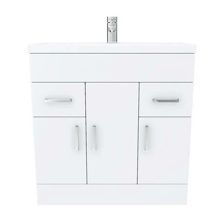 Toreno Basin Unit - 800mm Modern High Gloss White with Mid Edged Basin Toreno Basin Unit - 800mm Modern High Gloss White With Mid Edged Basin -Toreno Shop MVME800 D4 460