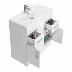 Toreno Basin Unit - 800mm Modern High Gloss White With Mid Edged Basin 2 Toreno Basin Unit - 800mm Modern High Gloss White With Mid Edged Basin -Toreno Shop MVME800 d3 460