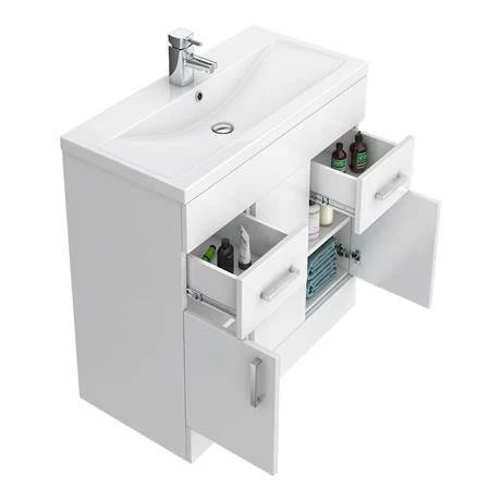 Toreno Basin Unit - 800mm Modern High Gloss White with Mid Edged Basin Toreno Basin Unit - 800mm Modern High Gloss White With Mid Edged Basin -Toreno Shop MVME800 d3 460