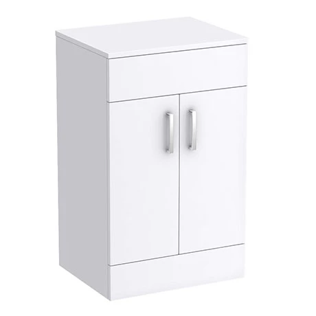 Toreno Floor Standing Countertop Vanity Unit - Gloss White - 505mm with Chrome Handles Toreno Floor Standing Countertop Vanity Unit - Gloss White - 505mm With Chrome Handles -Toreno Shop MWT505 p