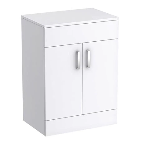 Toreno Floor Standing Countertop Vanity Unit - Gloss White - 605mm with Chrome Handles Toreno Floor Standing Countertop Vanity Unit - Gloss White - 605mm With Chrome Handles -Toreno Shop MWT605 p