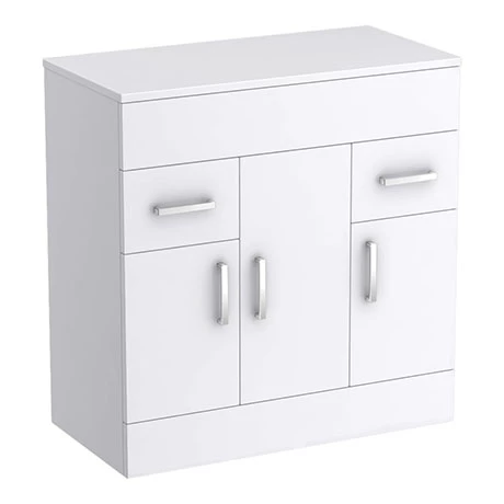 Toreno Floor Standing Countertop Vanity Unit - Gloss White - 805mm with Chrome Handles Toreno Floor Standing Countertop Vanity Unit - Gloss White - 805mm With Chrome Handles -Toreno Shop MWT805 p