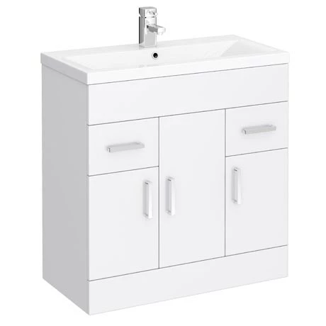Toreno Basin Unit - 800mm Modern High Gloss White with Mid Edged Basin Toreno Basin Unit - 800mm Modern High Gloss White With Mid Edged Basin -Toreno Shop Modena Basin Unit 800mm Modern High Gloss White with Mid Edged Basin p