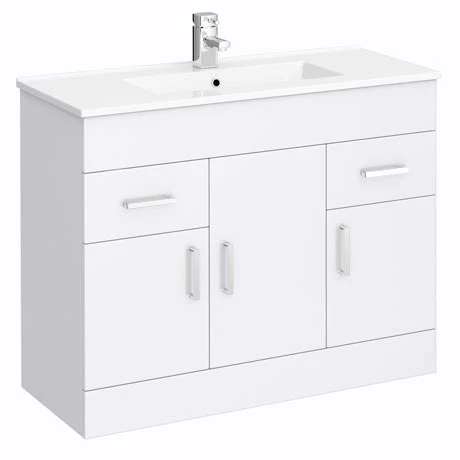 Toreno Vanity Sink With Cabinet - 1000mm Modern High Gloss White Toreno Vanity Sink With Cabinet - 1000mm Modern High Gloss White -Toreno Shop Modena Vanity Sink With Cabinet 1000mm Modern High Gloss White MV1000 p