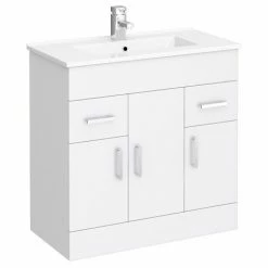 Toreno Vanity Sink With Cabinet - 800mm Modern High Gloss White
