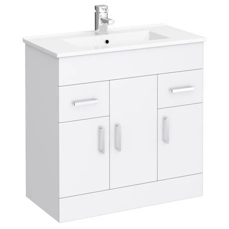 Toreno Vanity Sink With Cabinet - 800mm Modern High Gloss White