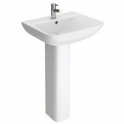 Toreno Square Basin 550mm Round 1 TH Basin + Full Pedestal