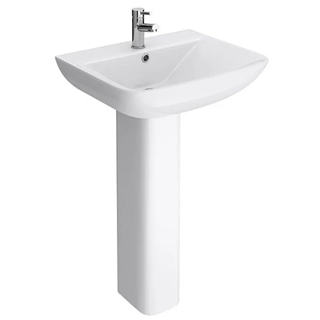 Toreno Square Basin 550mm Round 1 TH Basin + Full Pedestal