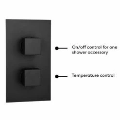 Toreno Matt Black Wall Mounted Waterfall Bath Filler + Concealed Thermostatic Valve -Toreno Shop TWMCTV BLK n detail2 460
