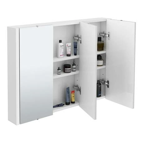 Toreno 3-Door Mirror Cabinet (Minimalist White - 900mm Wide) Toreno 3-Door Mirror Cabinet (Minimalist White - 900mm Wide) -Toreno Shop Turin 3 Door Mirror Cabinet LRG 460