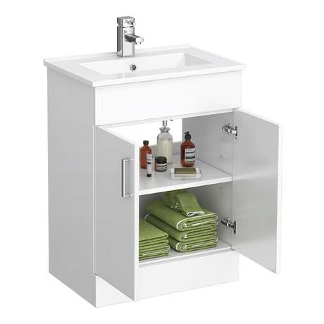 Toreno Gloss White Vanity Unit Suite + Single Ended Bath (3 Bath Size Options) - Image 2